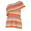 M Missoni One Shoulder Top In Multicolor Cotton In Brown