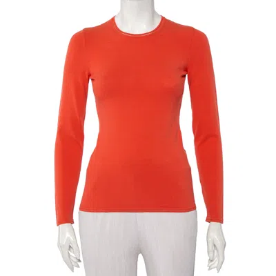 M Missoni Orange Knit Long Sleeve Roundneck T-shirt