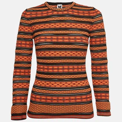 Pre-owned M Missoni Orange Patterned Knit Top S