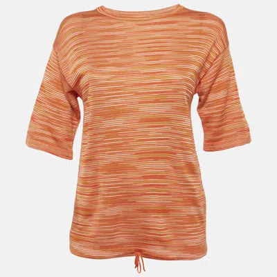 Pre-owned M Missoni Orange Striped Knit Top S