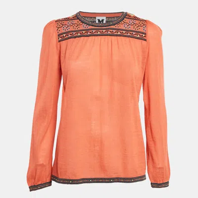 Pre-owned M Missoni Orange Wool Knit Long Sleeve Top M