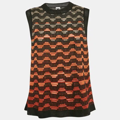 Pre-owned M Missoni Orange/black Knit Sleeveless Top L