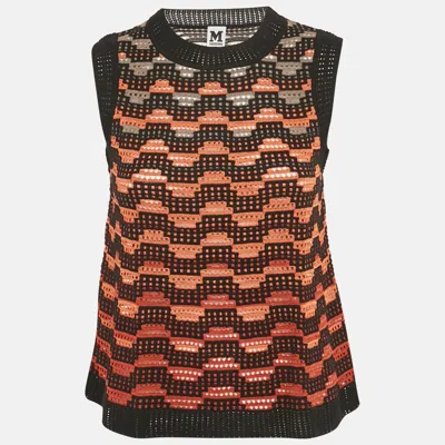 Pre-owned M Missoni Orange/black Knit Sleeveless Top M