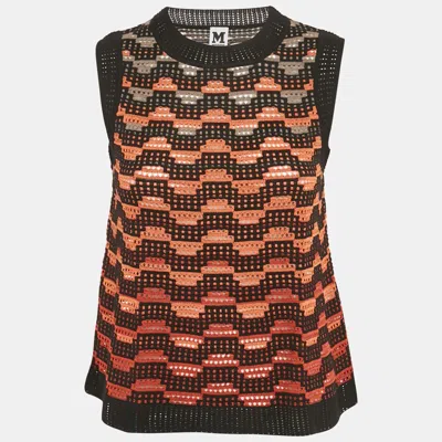 M Missoni Orange/black Knit Sleeveless Top In Multi