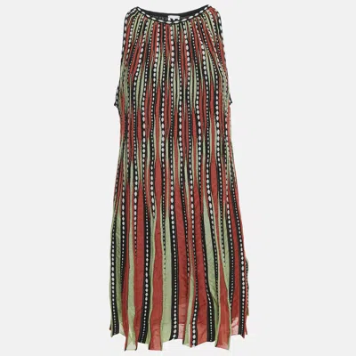 M Missoni Orange/green Patterned Knit A-line Mini Dress In Multi