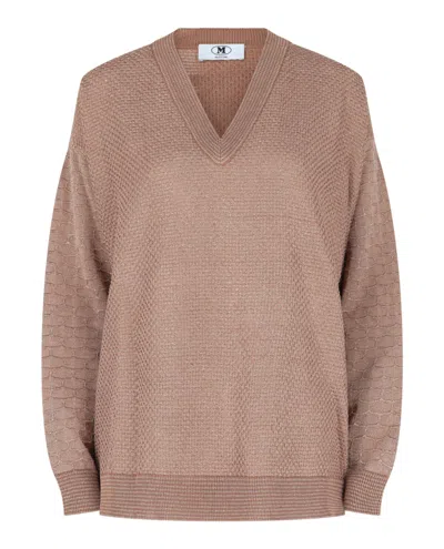 M Missoni Oversized Lamé Sweater In Brown