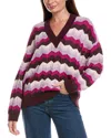 M Missoni Oversized V-neck Zigzag Sweater In Multi