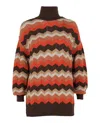 M Missoni Oversized Zigzag Turtleneck Sweater In Multi