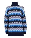 M Missoni Oversized Turtleneck Wool-blend Sweater In Blue
