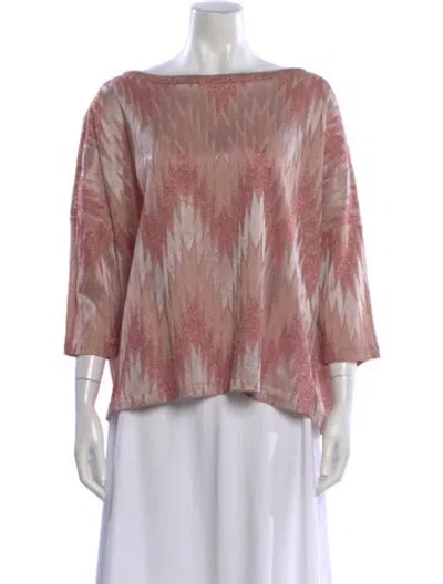 Pre-owned M Missoni Patterned Bateau Neckline Sweater