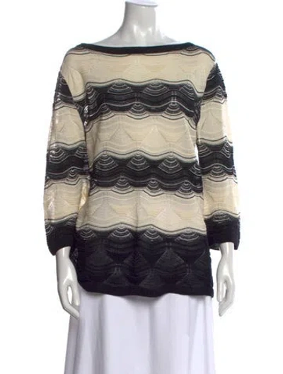 Pre-owned M Missoni Patterned Bateau Neckline Sweater In Black/neutrals