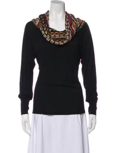 Pre-owned M Missoni Patterned Cowl Neck Top In Black