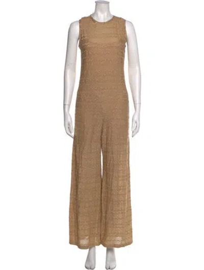 Pre-owned M Missoni Patterned Crew Neck Jumpsuit In Gold