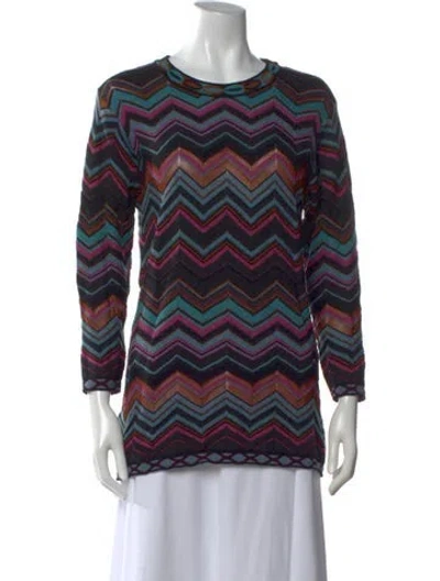 Pre-owned M Missoni Patterned Crew Neck Sweater In Black