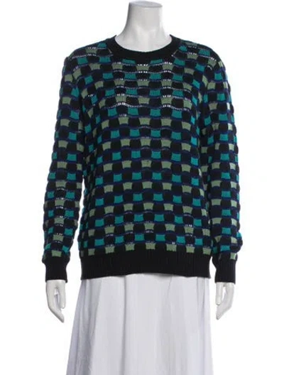 Pre-owned M Missoni Patterned Crew Neck Sweater In Blue