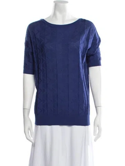 Pre-owned M Missoni Patterned Crew Neck Sweater In Blue