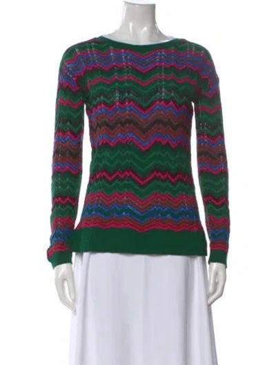 Pre-owned M Missoni Patterned Crew Neck Sweater In Green