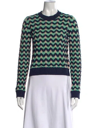 Pre-owned M Missoni Patterned Crew Neck Sweater In Green