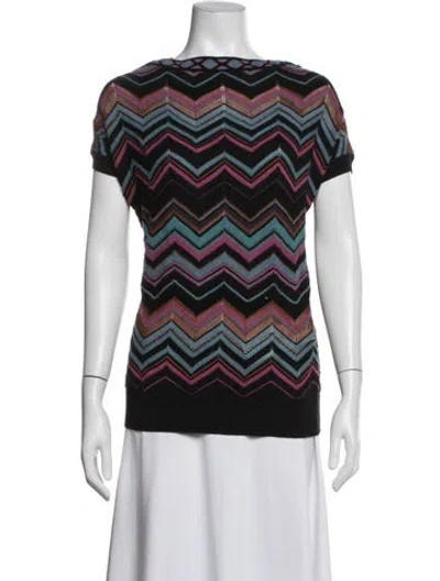Pre-owned M Missoni Patterned Crew Neck Sweater In Multicolor