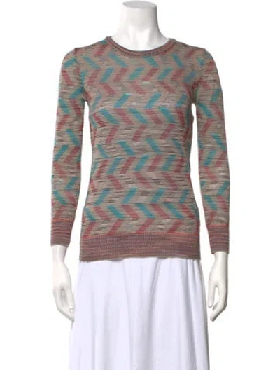 Pre-owned M Missoni Patterned Crew Neck Sweater In Multicolor