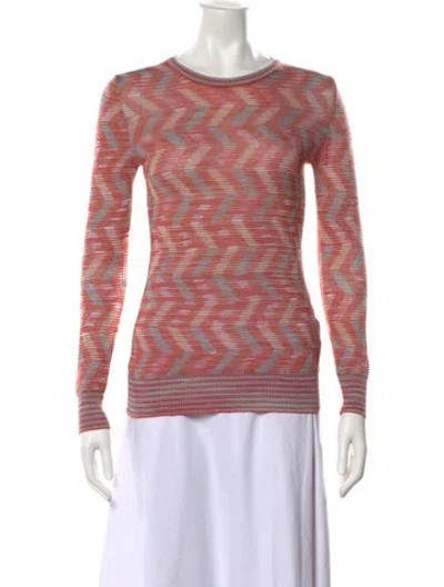 Pre-owned M Missoni Patterned Crew Neck Sweater In Orange