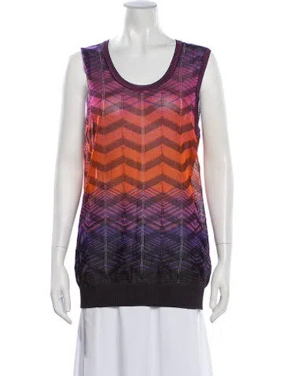 Pre-owned M Missoni Patterned Crew Neck Sweater In Orange/purple