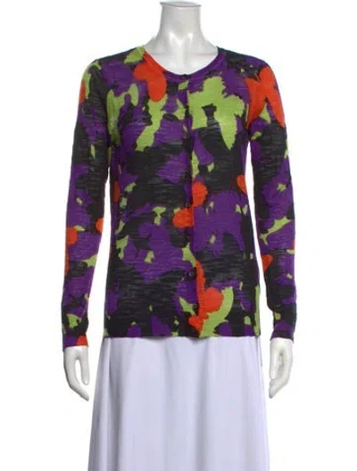 Pre-owned M Missoni Patterned Crew Neck Sweater In Purple