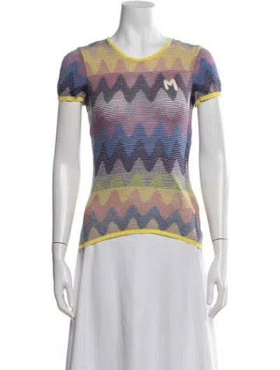 Pre-owned M Missoni Patterned Crew Neck Sweater In White