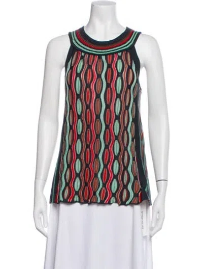 Pre-owned M Missoni Patterned Crew Neck Top In Blue