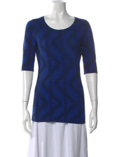 Pre-owned M Missoni Patterned Crew Neck Top In Blue