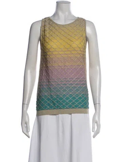 Pre-owned M Missoni Patterned Crew Neck Top In Gold