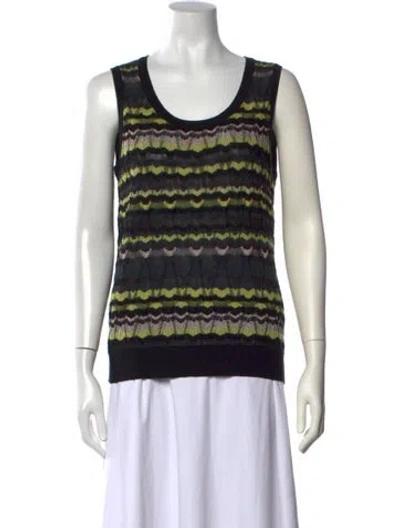 Pre-owned M Missoni Patterned Crew Neck Top In Gray