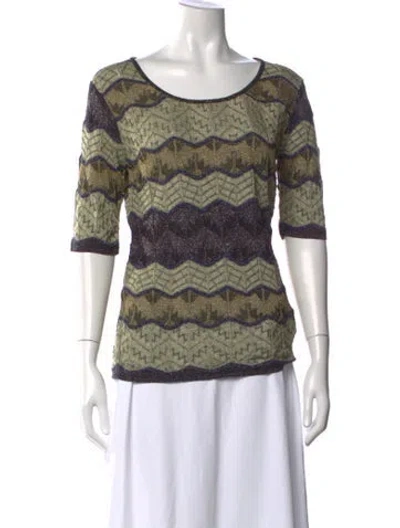 Pre-owned M Missoni Patterned Crew Neck Top In Green