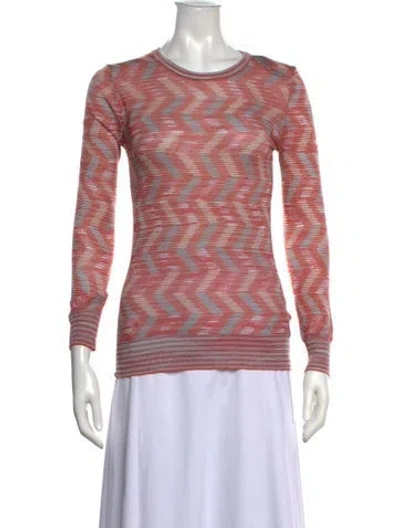 Pre-owned M Missoni Patterned Crew Neck Top In Pink