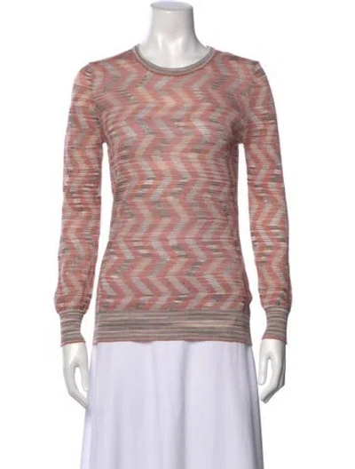 Pre-owned M Missoni Patterned Crew Neck Top W/ Tags In Pink
