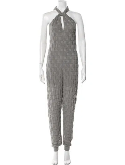 Pre-owned M Missoni Patterned Halterneck Jumpsuit In Gray
