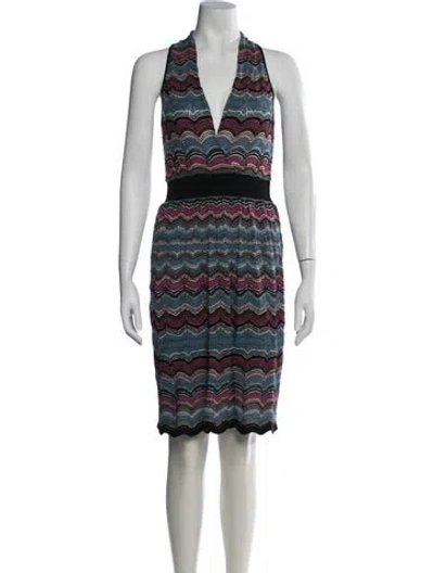 Pre-owned M Missoni Patterned Knee-length Dress In Blue