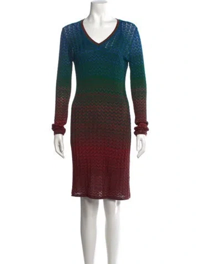 Pre-owned M Missoni Patterned Knee-length Dress In Pink