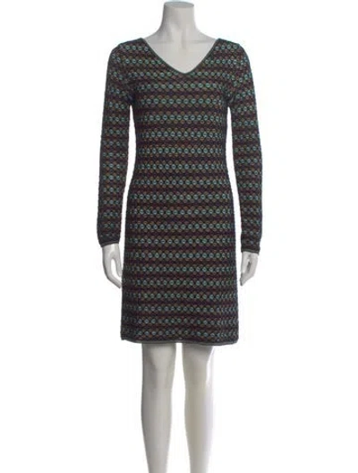 Pre-owned M Missoni Patterned Knee-length Dress In Purple
