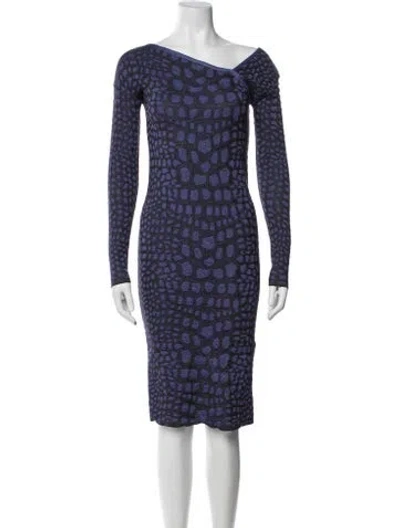 Pre-owned M Missoni Patterned Knee-length Dress In Purple