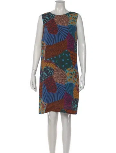 Pre-owned M Missoni Patterned Knee-length Dress W/ Tags In Blue
