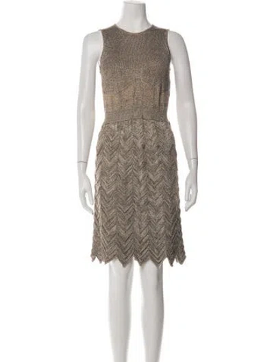 Pre-owned M Missoni Patterned Knee-length Dress W/ Tags In Brown