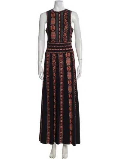 Pre-owned M Missoni Patterned Long Dress In Black