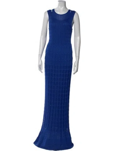 Pre-owned M Missoni Patterned Long Dress In Blue