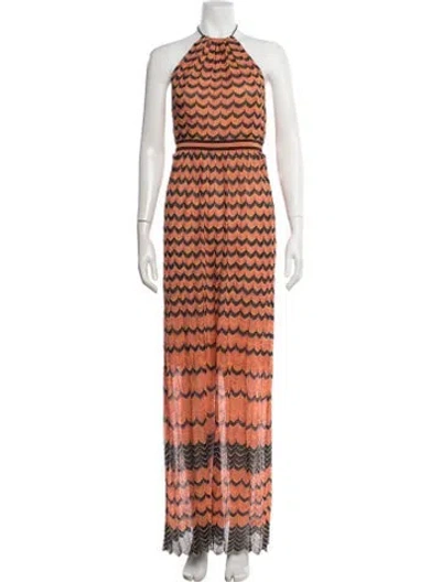 Pre-owned M Missoni Patterned Long Dress In Orange