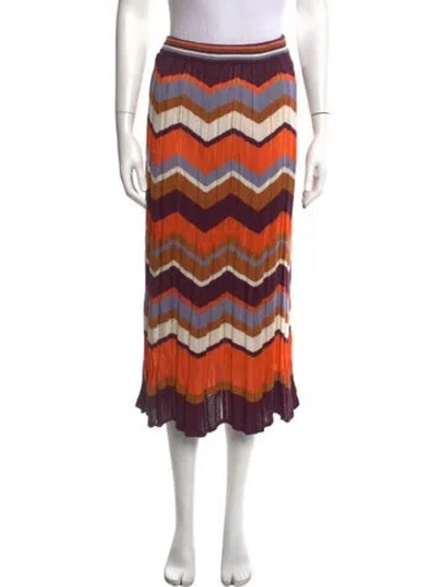 Pre-owned M Missoni Patterned Long Skirt In Orange/purple