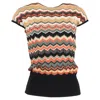 M Missoni Patterned Lurex Knit Short Sleeve Top In Multicolor Wool