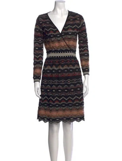 Pre-owned M Missoni Patterned Midi Length Dress In Black