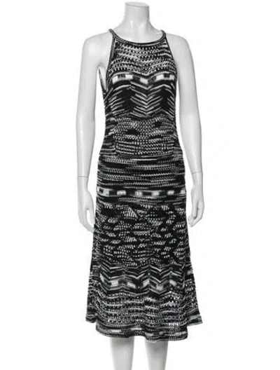 Pre-owned M Missoni Patterned Midi Length Dress In Black