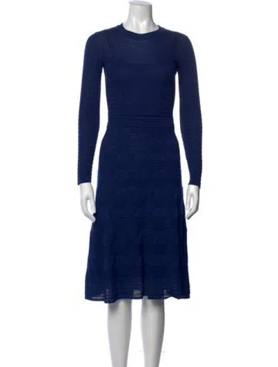 Pre-owned M Missoni Patterned Midi Length Dress In Blue